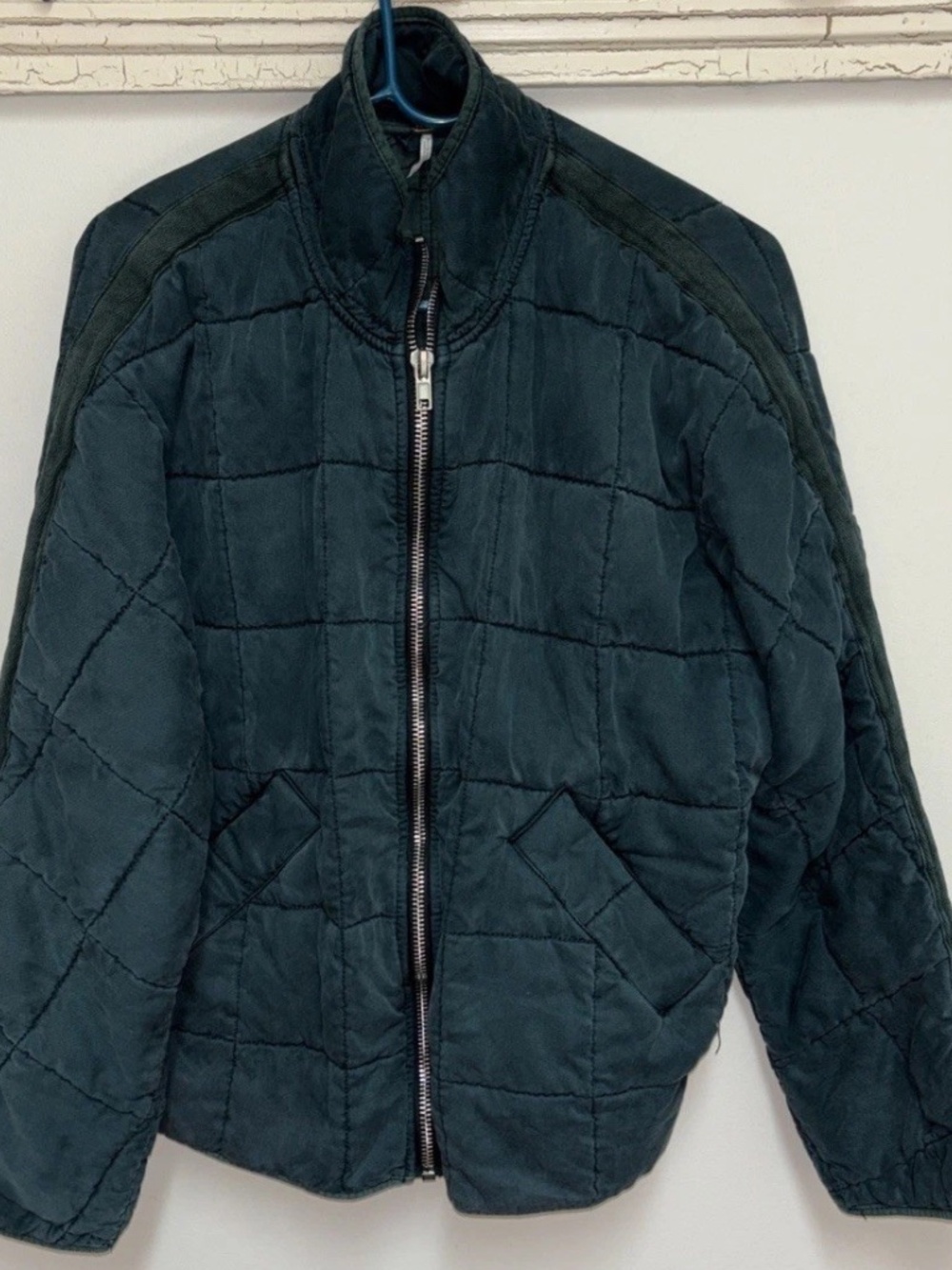 Free People Dolman Quilted Jacket, XS, Blue Green Teal